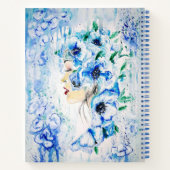 Blauw Bloemen Vrouw Notitieboek (Achterkant)
