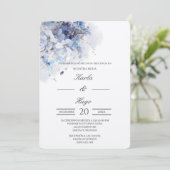 Blauw Bloemen water gekleurd Spaans Bruiloft Kaart (Staand voorkant)