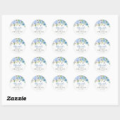 Blauw Bloemen Waterverf Baby shower Sticker (Vel)