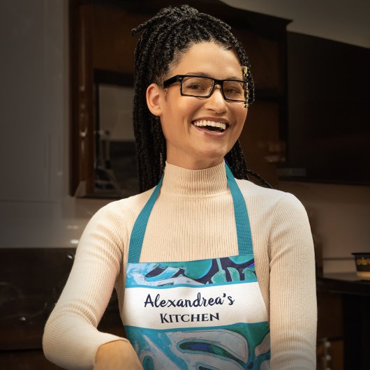 Blauw Bloemen Waterverf Botanisch Blauw Personalis Schort