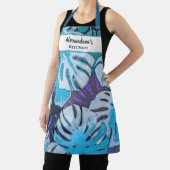 Blauw Bloemen Waterverf Botanisch Blauw Personalis Schort (Insitu)