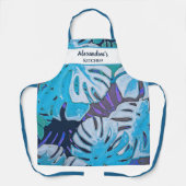 Blauw Bloemen Waterverf Botanisch Blauw Personalis Schort (Voorkant)