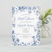 Blauw Bloemen Waterverf Elegant Vrijgezellenfeest Kaart (Staand voorkant)