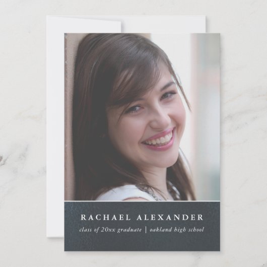 Blauw Bloemen Waterverf Foto Graduation Party Kaart (Voorkant)