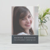 Blauw Bloemen Waterverf Foto Graduation Party Kaart (Staand voorkant)