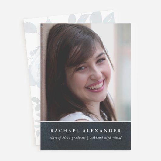 Blauw Bloemen Waterverf Foto Graduation Party Kaart