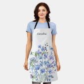 Blauw Bloemen Waterverf Oma Naam Schort (Gedragen)