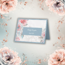 Blauw Bloemen waterverf roos Bruiloft Gastenkaart Bedankkaart