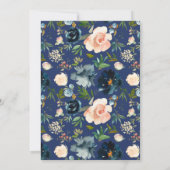 Blauw Bloemen Waterverf Sikh Ik Onkar Bruiloft Kaart (Achterkant)