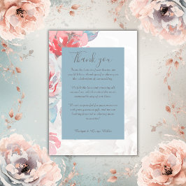 blauw Bloemen waterverf wildflower bruiloft Bedankkaart
