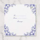 Blauw Bloemen Wedding Favoriet Labels (Achterkant)
