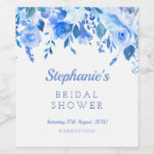Blauw Bloemen Wijn Label, Blauw bloemenbruiloft Wijn Etiket (Enkel label)