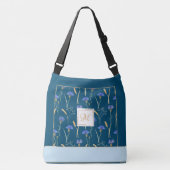 Blauw Bloemen Wildbloem Gepersonaliseerd Monogram Crossbody Tas (Voorkant)