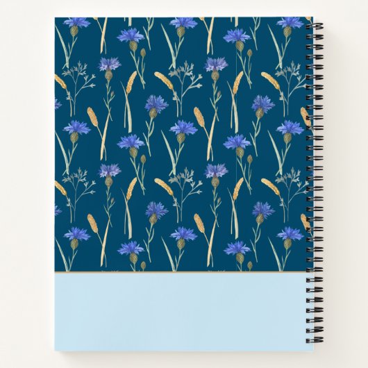 Blauw Bloemen Wildbloem Mongoram Recept Notitieboek (Achterkant)