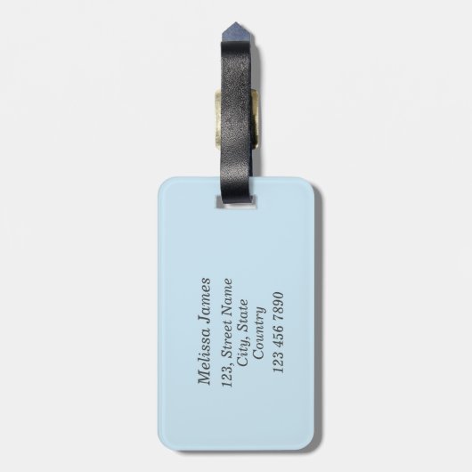 Blauw Bloemen Wildbloem Monogram Bagagelabel (Achterkant verticaal)