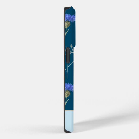 Blauw Bloemen Wildbloem Monogram Case-Mate iPhone Case (Achterkant / Rechts)