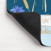 Blauw Bloemen Wildbloem Monogram Muismat (Hoek)