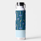 Blauw Bloemen Wildbloem Monogram Waterfles (Voorkant)