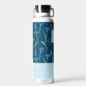 Blauw Bloemen Wildbloem Monogram Waterfles (Achterkant)