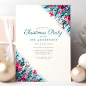 Blauw Bloemen Winter Foliage Kerstfeest Kaart