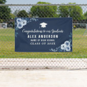 Blauw Bloemen Wit Tekst afstuderen Banner (Insitu)