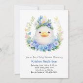 Blauw Bloemen Zalig Duck Meadow Boy Baby shower Kaart (Voorkant)