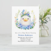 Blauw Bloemen Zalig Duck Meadow Boy Baby shower Kaart (Staand voorkant)
