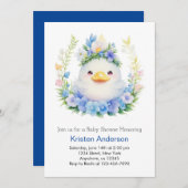 Blauw Bloemen Zalig Duck Meadow Boy Baby shower Kaart (Voorkant / Achterkant)