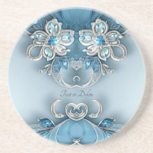 Blauw  Bloemen Zandsteen Onderzetter