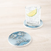 Blauw Bloemen Zandsteen Onderzetter (Zijkant)