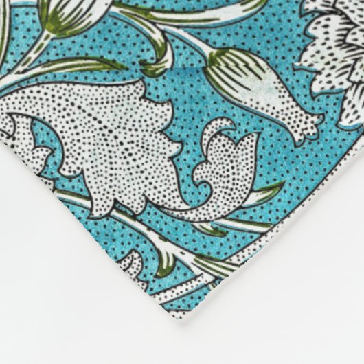  Blauw Bloemen Zilver Bladbloemen Fleece Deken (Hoek)