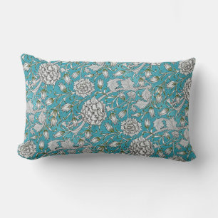  Blauw Bloemen Zilver Bladbloemen Kussen