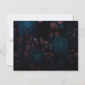 Blauw Bloemen Zwart Gotisch Bruiloft Save The Date (Achterkant)