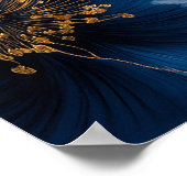 Blauw Bloemen Zwart Goud 50e Jubileum Teken Poster (Hoek)