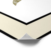  Blauw Bloemen Zwart Lijnen Bord Beige Border Poster (Hoek)