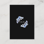 Blauw Bloemen Zwart-wit Bruiloft Dank u Plaatskaartje (Achterkant)
