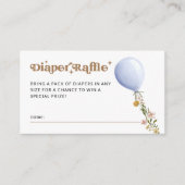 Blauw Bloemenballonluier Raffle Baby shower Informatiekaartje (Voorkant)