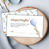 Blauw Bloemenballonluier Raffle Baby shower Informatiekaartje