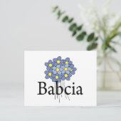  blauw bloemenblauw Babcia T-shirt Briefkaart (Staand voorkant)