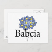  blauw bloemenblauw Babcia T-shirt Briefkaart (Voorkant / Achterkant)