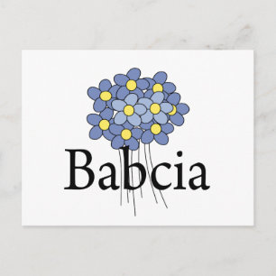  blauw bloemenblauw Babcia T-shirt Briefkaart