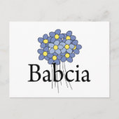  blauw bloemenblauw Babcia T-shirt Briefkaart (Voorkant)