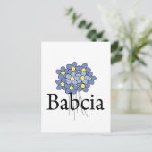  blauw bloemenblauw Babcia T-shirt Briefkaart (Staand voorkant)