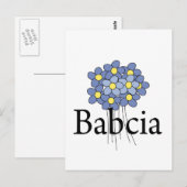  blauw bloemenblauw Babcia T-shirt Briefkaart (Voorkant / Achterkant)