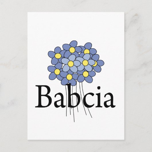  blauw bloemenblauw Babcia T-shirt Briefkaart (Voorkant)