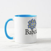 blauw bloemenblauw Babcia T-shirt Mok (Links)