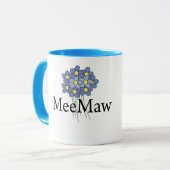  blauw bloemenblauw MeeMaw T-shirt Mok (Voorkant links)