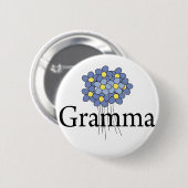  blauw bloemenblok Gramma T-shirt Ronde Button 5,7 Cm (Voorkant /achterkant)