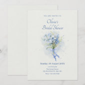 Blauw bloemenboeket vrijgezellenfeest kaart (Voorkant / Achterkant)