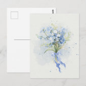 Blauw bloemenboeket waterverf kunst briefkaart (Voorkant / Achterkant)